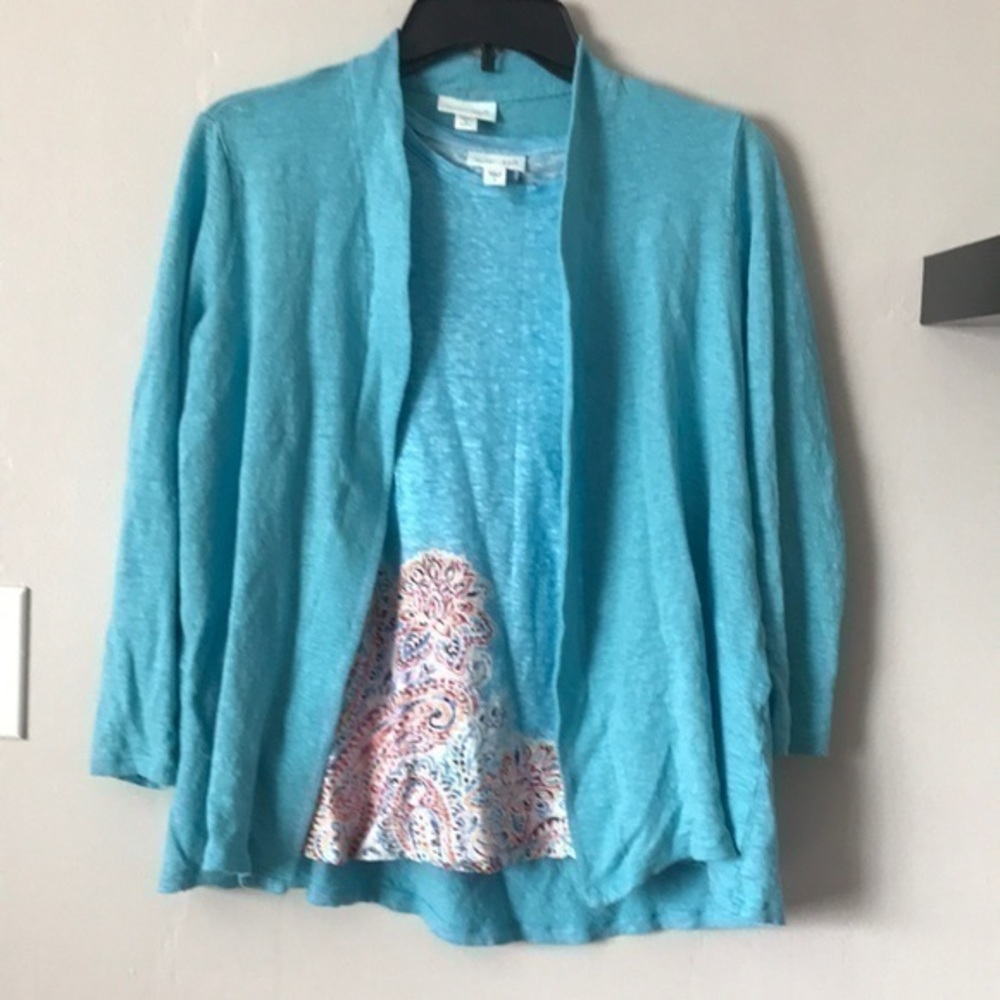 Women's two piece J.Jill 3/4 sleeve sweater and sleeveless top Size Small P Used